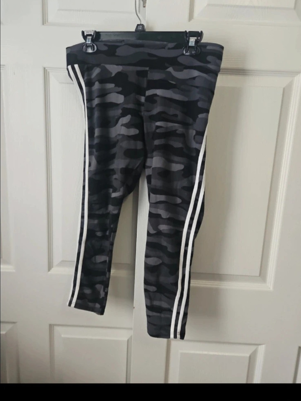 Torrid Black & Gray Camo Athletic Pants with White Side Stripes